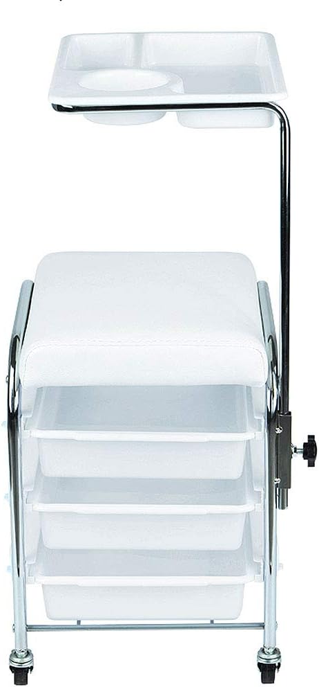 Mobile Salon Hairdresser Barber Beauty Storage Trolley Manicure Nail Hair Tool Cart Chair Pedicure Stool Table (Black,White)