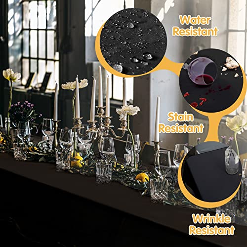 Image of BRILLMAX 6 Pack Black Tablecloths 60 x 102 Inch for 6ft Rectangle Tables - 150 GSM Polyester Fabric, 15 inch Standard Drop, Water, Stain & Wrinkle Resistant Cloth Cover for Wedding Banquet Dining Buffet