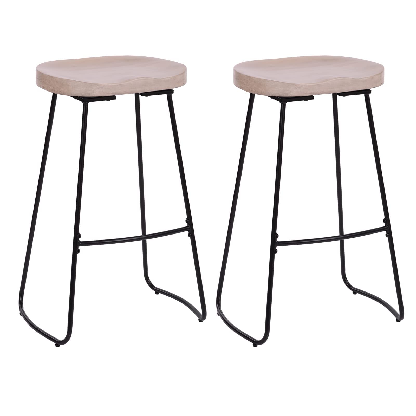 MASLIER Bar Stool,30”Height Backless Pub Chairs with Metal Legs,Set of