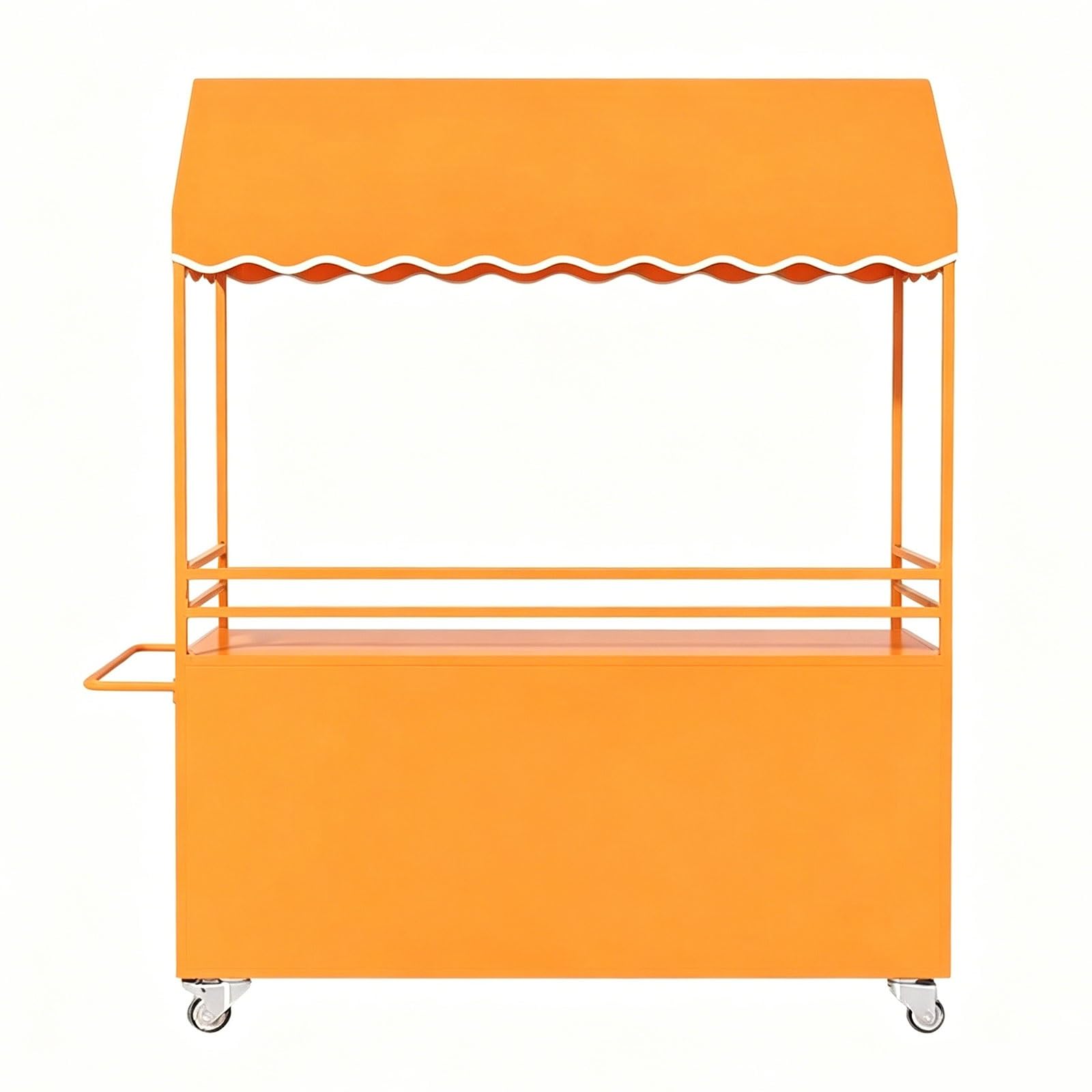 Portable Street Vendor Cart with Canopy, Farmers Market Stand, Vendor Cart for Market Display, Farm Stand with Storage(Orange,140cm/55in)