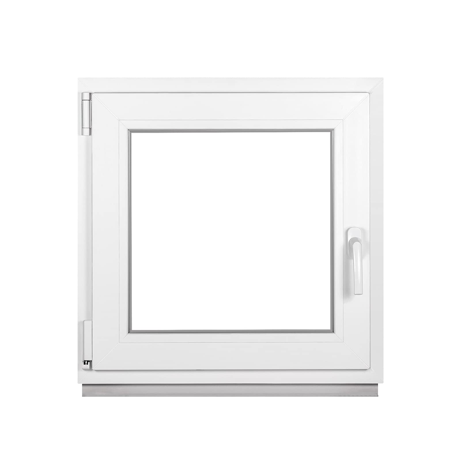 Premium Kellerfenster - Kunststofffenster Weiß BxH 800 x 800 mm - Garagenfenster/Gartenhaus Fenster BxH 80 x 80 cm 2-fach Verglast - Din Links-Funktion Dreh Kipp Fenster-Alle Größen