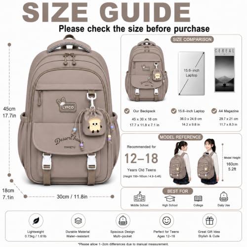 Image of Korean Style Unisex School & College Backpack Bag | 18 Inch Large Capacity Bag For Girls & Boys Age of 12-16 Years | Best For Middle & High School, College, Tution, Travel, Camping