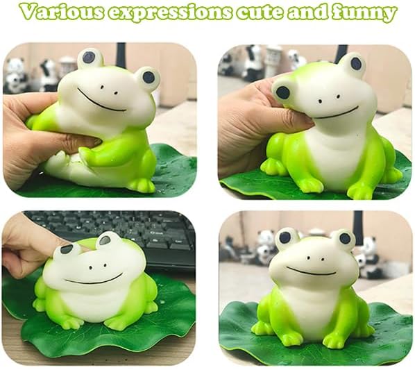 Frog Sensory Squeeze Toy, Squishy Fidget Silicone Toys, Stress Relief Sensory Play, Prefilled Basket Stocking Stuffer Party Favors Goodie Birthday Gifts Classroom Prize for Boys Girls (Green)