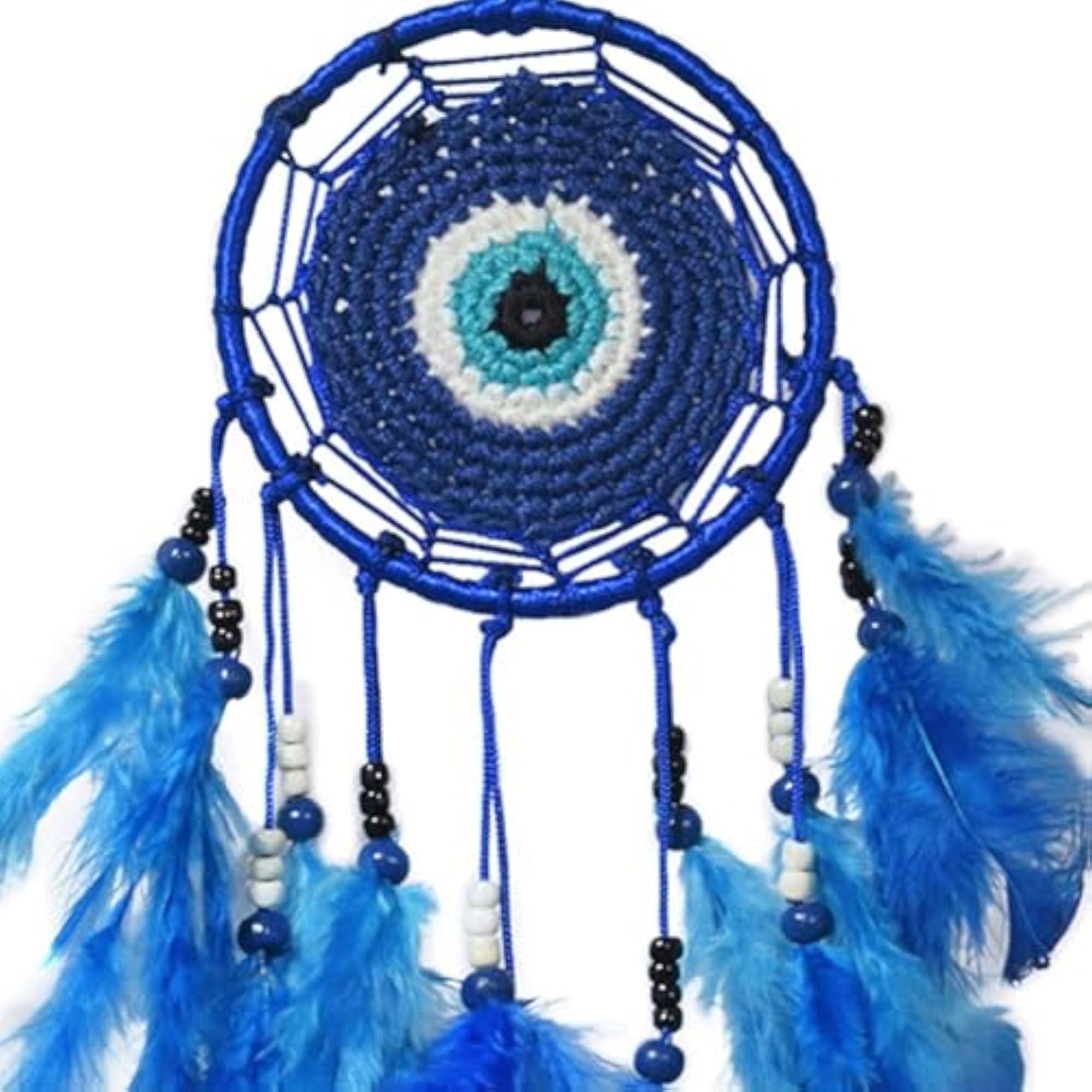 Blue Feather Dream Catcher, 8 Inch
