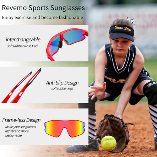 3 Pack Kids Baseball Sunglasses, UV400 Sports Shades for Boys & Girls, Running, Lightweight TR90 Frame3
