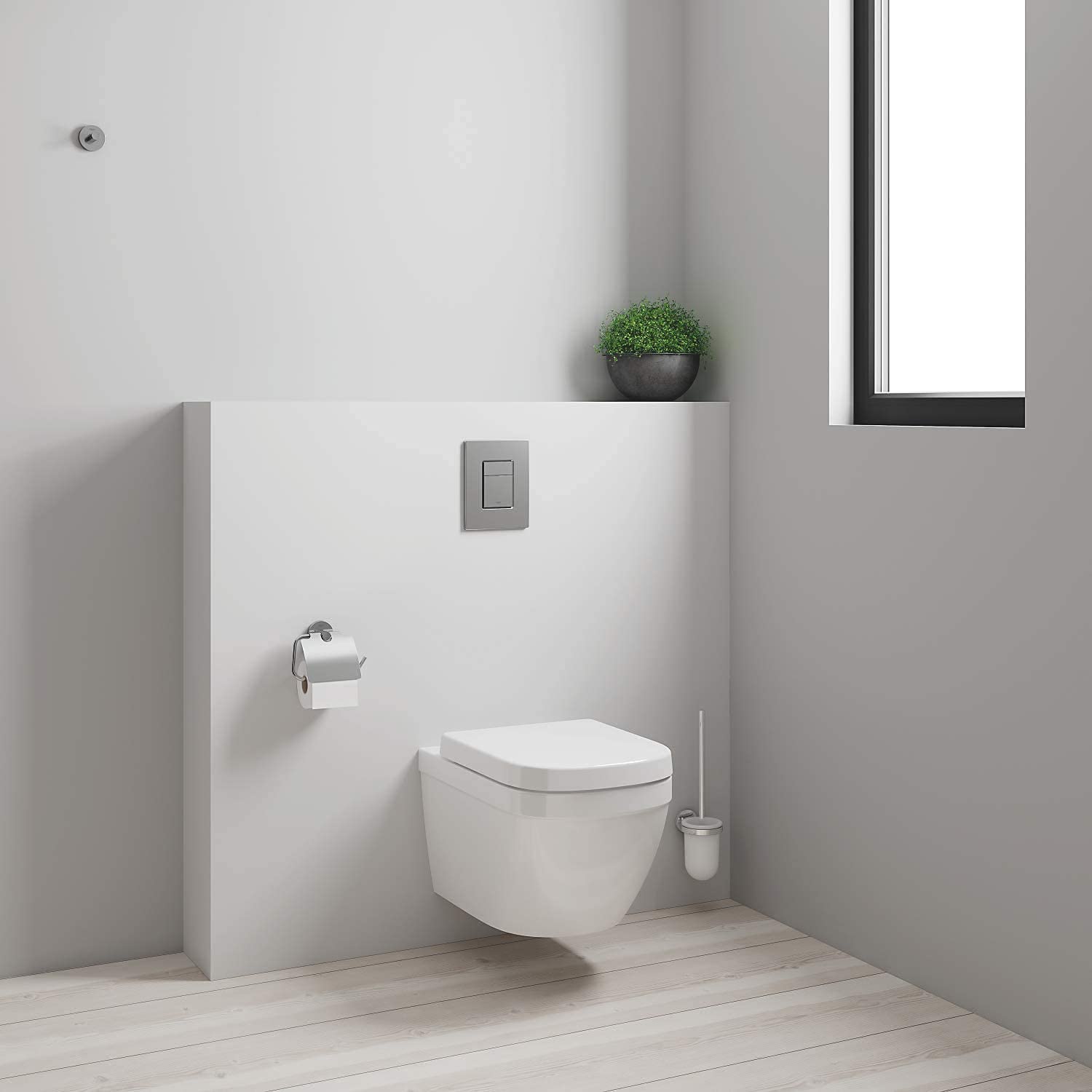 GROHE pack complet WC suspendu Solido Compact, bâti support universel, toilette et fixations invisibles, cuvette Euro Ceramic, plaque de commande, 39891000 (Import Allemagne) Blanc