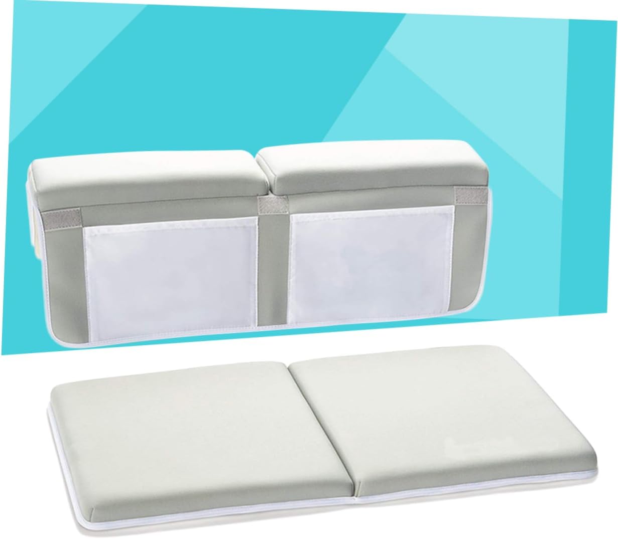 Non-Slip Kneeler Mat for Bathing Shower Mat Bath Tub Kneeler Storage Bag Pockets Gray