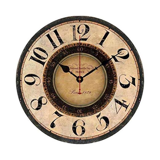 Paris French Countryside Rustic Wall Clock Silent Non Ticking Battery Operated Decorative Wood item