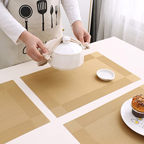 Image of HOKIPO PVC Washable 4 Pieces Dining Table Mats - 45x30 cm (AR3103)