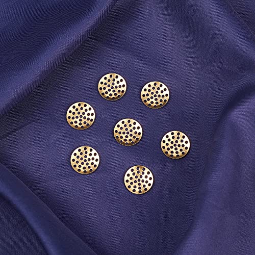 Image of LiQunSweet 200Pcs Brass Brooch Pendant Finger Ring Brooch Sieve Findings Perforated Disc Settings Flat Round for DIY Disc Dangle Drop Earrings Making Supplies - 14mm