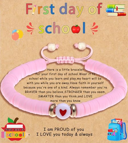 First Day of Preschool Bracelet Back to School Gifts for Kindergarten/ Preschool/ School Gift Mama and Mini Adjustable Mother Daughter Bracelets as Supplies for Girls to Relieve Study Anxiety