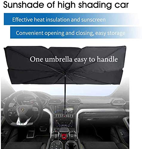 WOOPOWER Car Front Sunshade Protection Cover, Car Sunscreen Insulation Sun Shade Umbrella Front Windshield Car Summer Sunscreen Cooling Sunshade Protection (L: 54x51x31inch)