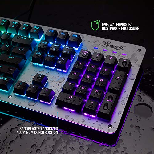 Rosewill Neon K52 Wired Waterproof Gaming Keyboard, Mem-Chanical Switches, 8 Rgb Led Backlight Effects, 104 Keys, 19-Key Anti-Ghosting, 12 Multimedia Hotkeys, Spill-Proof Dust-Proof Aluminum Plate #TOP6