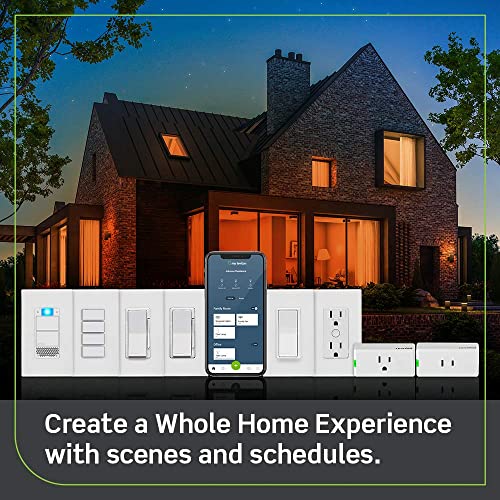 Image of Leviton Decora Smart Dimmer Plug, Wi-Fi 2nd Gen, Works with Matter, My Leviton, Alexa, Google Assistant, Apple Home /Siri & Wire-Free Anywhere Companions for Switched Outlet, D23LP-1RW, White