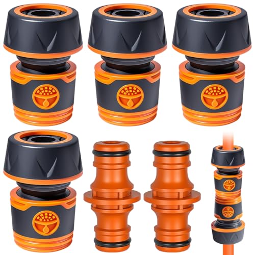 Empalme Rápido para Manguera 3/4, 4 Pezas Conector de Manguera Rapido, Conectores Manguera Jardin Adaptador Universal, Extender Conexión Manguera Rápida para Jardín