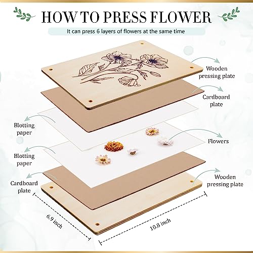 Image of Aboofx Large Wooden Flower Pressing Kit, 10.8 inchx6.9 inch 6 Layers