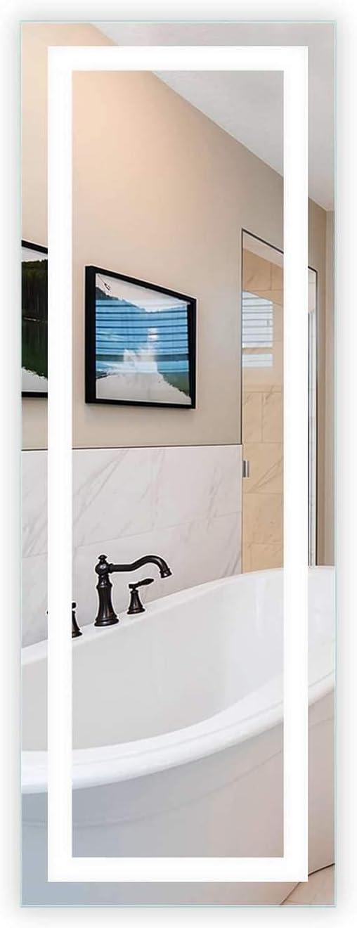 Mirrors & Marble Rectangle LED Vanity Mirror (22" x 62"), Front Lighted Modern Anti Fog Glass for Bathroom, Bedroom, Wall Mounting Home Décor Glass for Over Sink Bathroom, Entryway