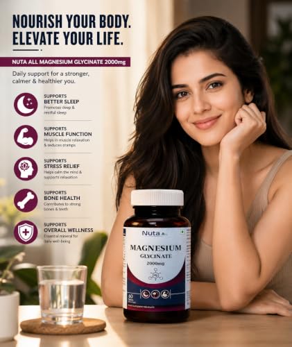 Image of Magnesium Glycinate 2000mg | Highly Bioavailable Magnesium Tablets for Sleep, Muscle Relaxation & Stress Support | 60 Tablets