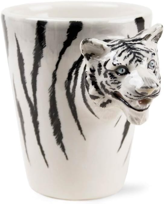 Tiger 8oz White Handmade Coffee Mug (10cm x 8cm)