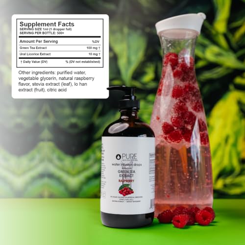 Image of Pure Inventions Water Enhancer Drops - Refreshing and Delicious - Antioxidants, Electrolytes - No Sugar, Calories, or Artificial Sweeteners - Green Tea Raspberry (16oz)