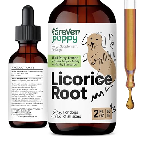 Image of Forever Puppy Licorice Root Tincture for Dogs - Respiratory Health Supplements - Liquid Licorice Root for Dogs - Canine Vitamins and Supplements for Lung Detox & Cleanse - Sugar & Alcohol-Free - 2 oz