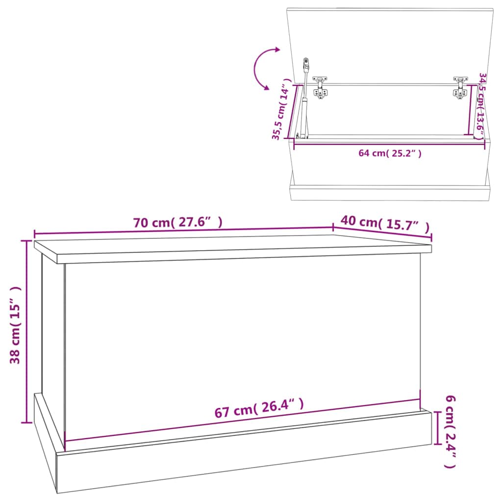 Aufbewahrungsbox Sonoma-Eiche aus Holzwerkstoff 70 x 40 x 38 cm mit Deckel, Stauraum Truhe und Sitzbank für Wohnzimmer Schlafzimmer Flur, Organizer Kiste für Spielzeug Wäsche Ordnung