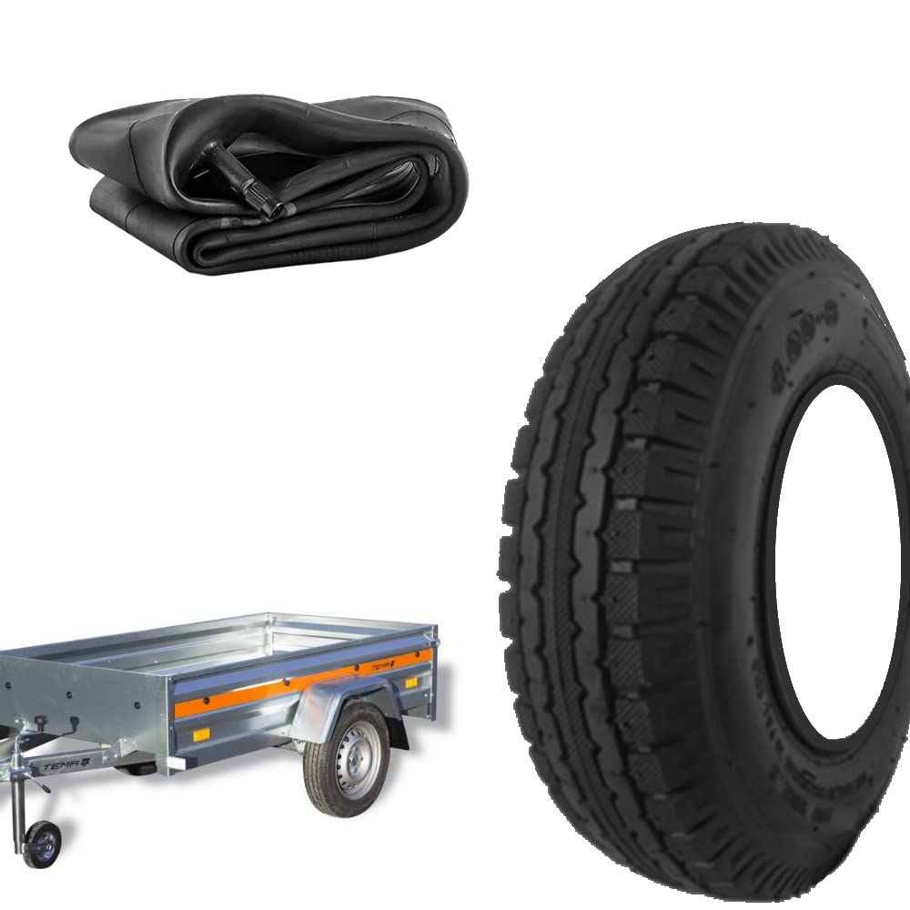 ECOVELO 1 pneu 4.00-8 + chambre à air pneumatique renforcée 4 PR pour roues chariot annexe remorque bateau
