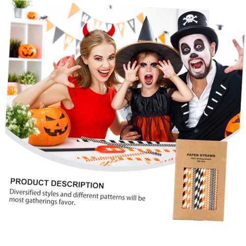 Yardwe 100 pitillos de papel Kraft biodegradables para Halloween miniatura 5