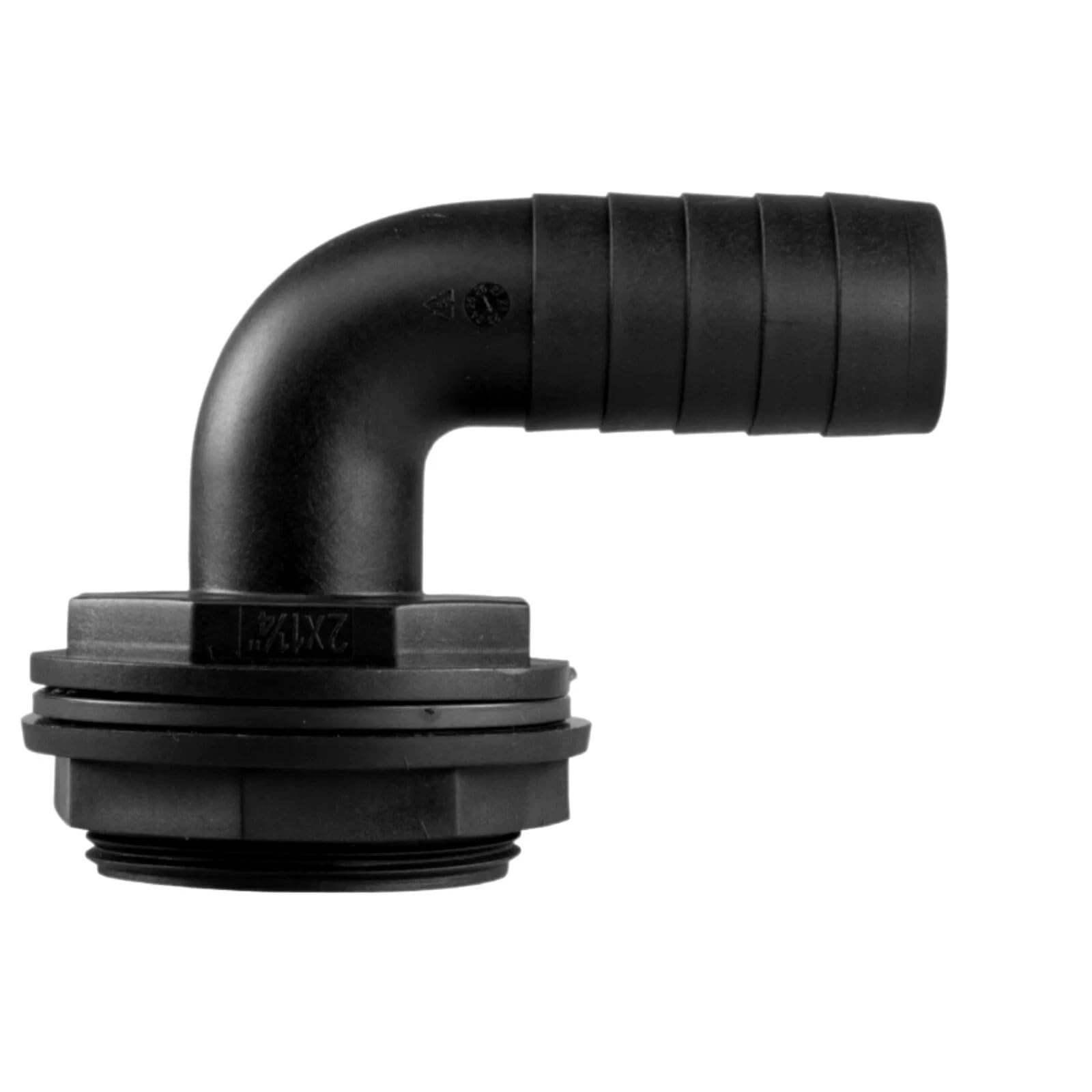 Universal Water Butt Connector Adapter - Tank Connector 90 Degree With Washer & Nut 2" BSPM to 1.25" Barb - for Water Tanks, Barrels, Rainwater Harvesting - Leak Proof Garden Hose Fitting