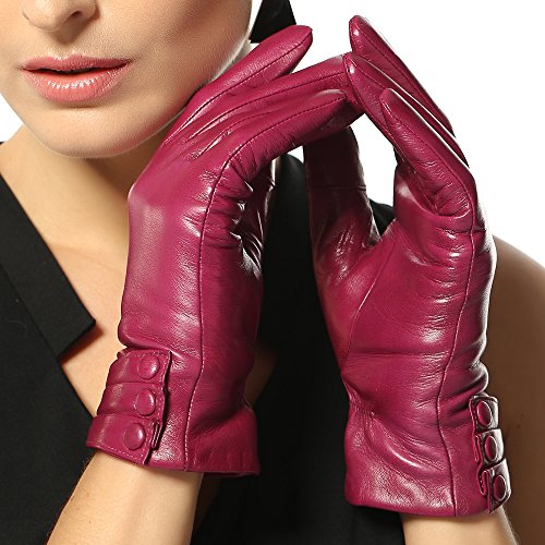 Warmen Women's Touchscreen Texting Driving Winter Warm Nappa Leather Gloves - 6.5 (US Standard size) - Violet (Touchscreen Function/cashmere Lining)