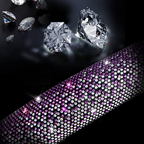 Image of CAR PASS Bling Diamond Leather Steering Wheel Cover, Bling Sparkly Crystal Glitter Rhinestones Universal Fit 14 inch 1 /2-15 inch Car Wheel Protector for Women Girl Fit Suvs,Vans,Sedans,Trucks, Purple Silver