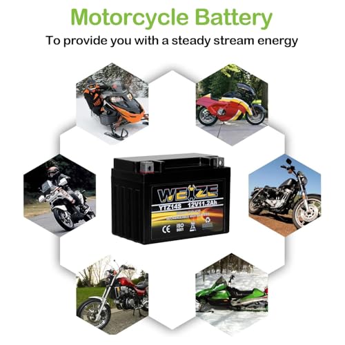 Image of WEIZE YTZ14S 12V 11.2AH 230CCA High Performance Maintenance Free Sealed Motorcycle Battery AGM Rechargeable Replacement for Honda, Yamaha, BMW Motorcycles & Scooters