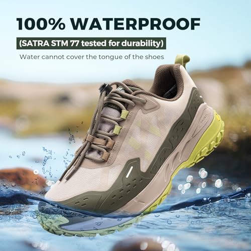 Image of FitVille Men Waterproof Hiking Shoes Extra Wide Walking Shoes Slip-Resistant Trekking Trainers All-Terrain Quick Lace Sneakers for Travel, Camping, Running