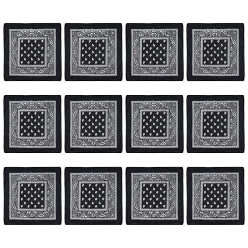 MEIBAOGE 12 pañuelos cuadrados grandes con estampado de flores de anacardo para la cabeza para actividades al aire libre