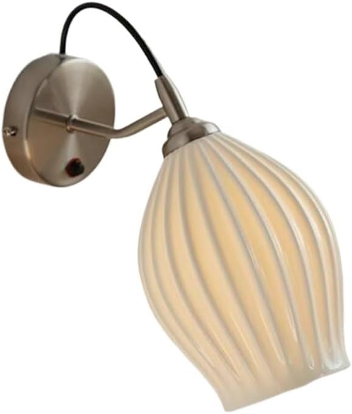 HPTHLY Indoor Wall Mounted Lamp Fixture With Ceramic Shade, E27/E26 Wall Sconce Featuring Rotary Switch For Bedroom Living Room Bathroom, Stylish Wall Light, Wall Lam(Black)
