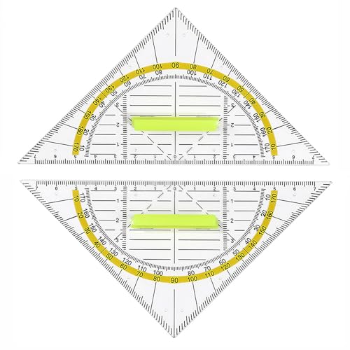 YPYMOD 2 Stück Geodreieck mit Griff 16 cm, Flexibel Geo Kreisschablone,...