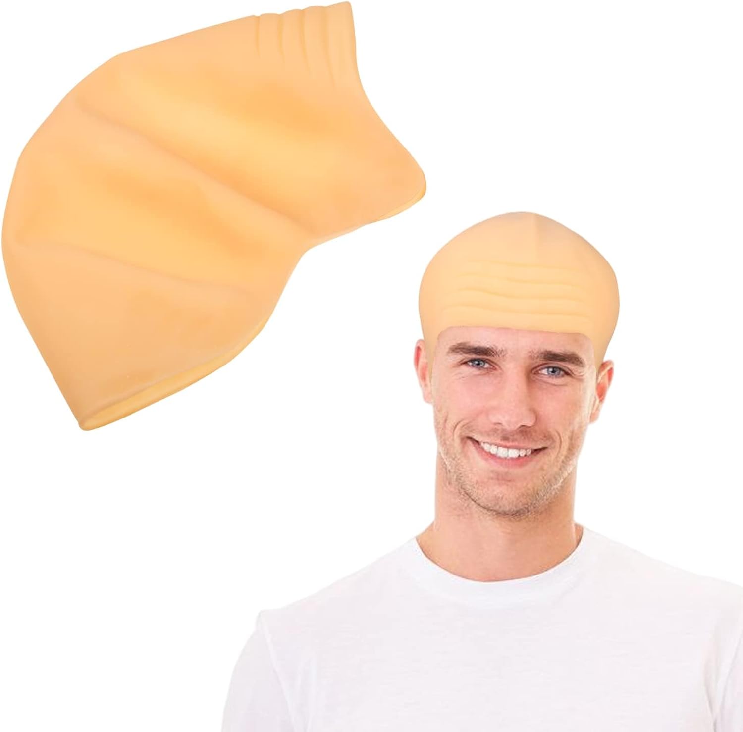Bald Cap, Simulation Bald Cap Fancy Dress Men Thick Bald Head Cap Latex