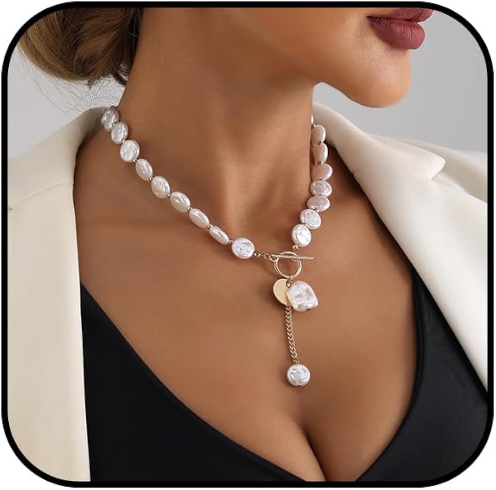 Amazon.com: KONPJE Pearl Necklace for Women (Gold): Clothing