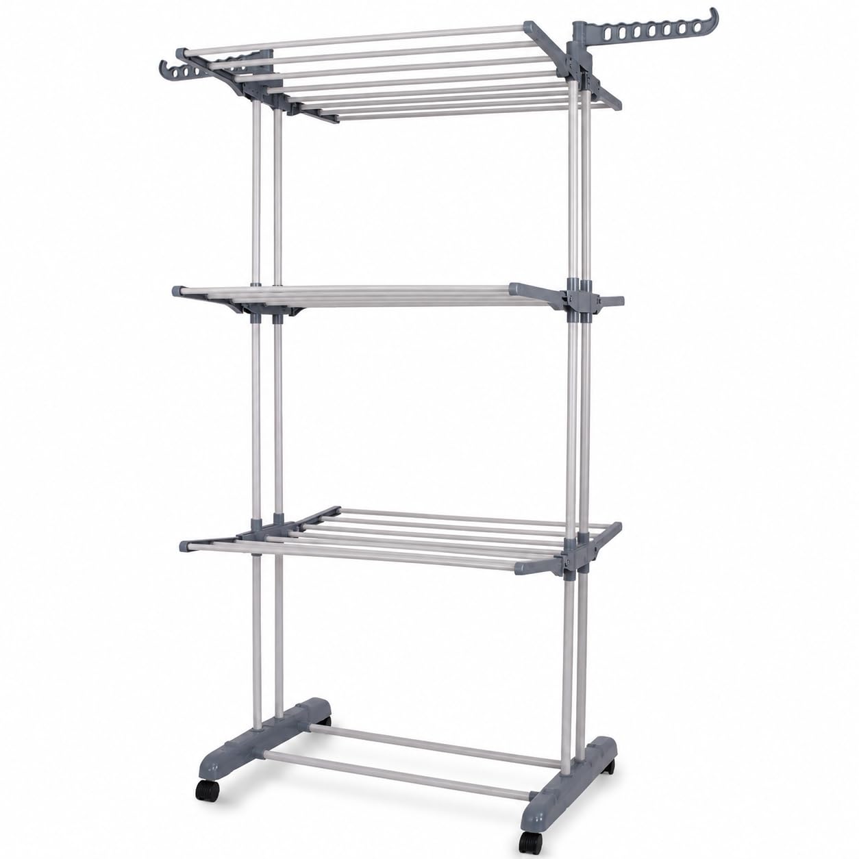4 Tier Foldable Tower Clothes Airer with Hanger Arms, 40kg, Grey