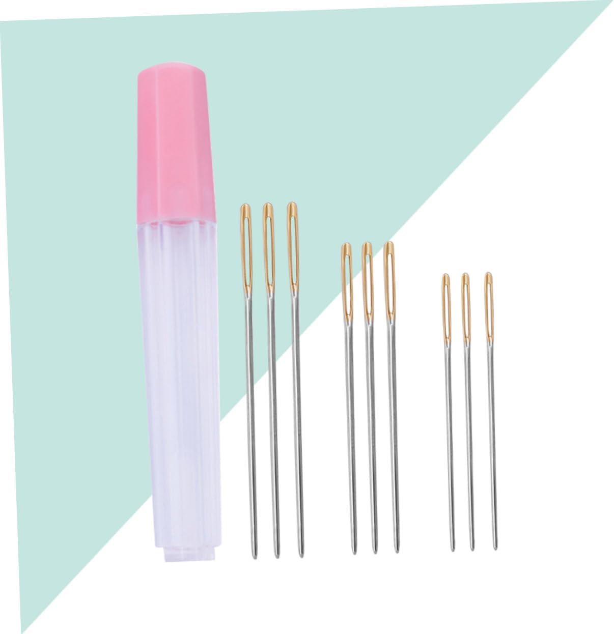 OHPHCALL 9pcs Blunt Sewing Needles with Large Eye for Easy Threading Gold Round Head Needles for Knitting Embroidery and Cross Stitch