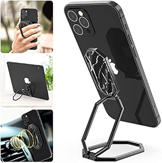 UVERTOOP Cell Phone Ring Holder Finger Kickstand, Foldable Phone Ring Stand 360° Rotation Metal Back Grip Holder Work with Magnetic Car Mount, Compatible with iPhone Samsung Tablets (Marble Black)