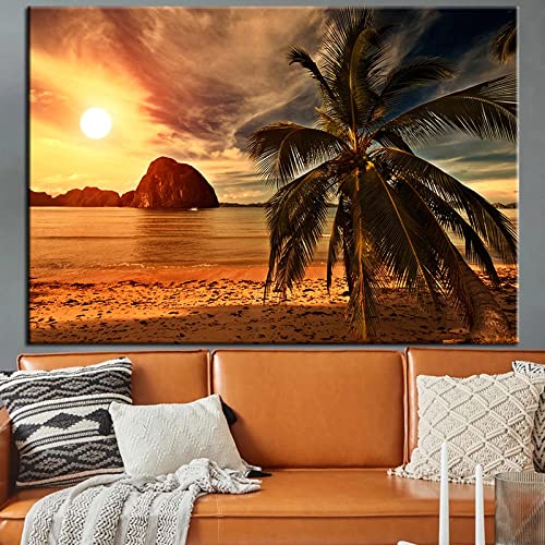 Póster de playa al atardecer para crear un oasis de relax en las paredes de tu habitación