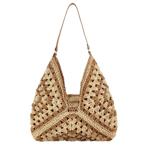 Image of Teeya Straw Crossbody Bag Women Weave Shoulder Bag Round Summer Beach Purse and Handbags