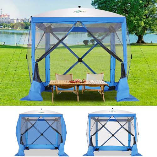 Image of COBIZI 6x6 FT Pop up Gazebo, Popup Canopy Tent, Waterproof Screened in Gazebos,Portable Outdoor Small Screen Tents Sun Shelter,carpas para Patio for Camping, Garden and Backyard,Blue