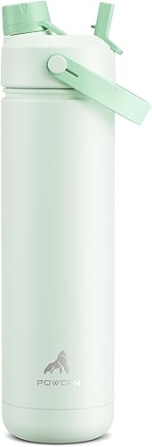 Miniatura 50 de POWCAN - Botella de agua térmica 2 en 1, sorbete y tapa con boquilla, antifugas, acero inoxidable sin BPA, apta portavasos automóvil, bebida fría 24