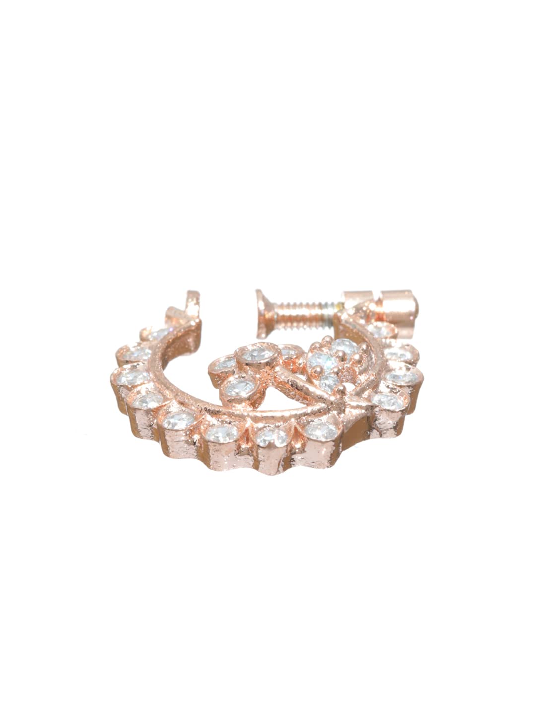 Priyaasi American Diamond Nose Ring/Nath for Women | Traditional Floral Design | Rose Gold-Plated | Bridal Nath for Wedding | Nose Ring - without Piercing | Clip-on Closure (B0B252KQ3S) Amazon Price History, Amazon Price Tracker