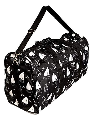 21 in Print Duffle, Overnight, Carry on Bag with Outside Pocket and Shoulder Strap (Blank - Sailboats)3