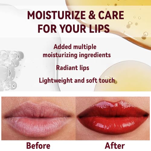 Image of 1Pc Ruby Red Butter Lipstick Tinted Lip Balm, Shine Moisturizing Plumper Lipstick for Women, Natural Nourishing Hydrating Lip Gloss Stain for Dry Lips, Lightweight Lip Liner Care Vegan Makeup
