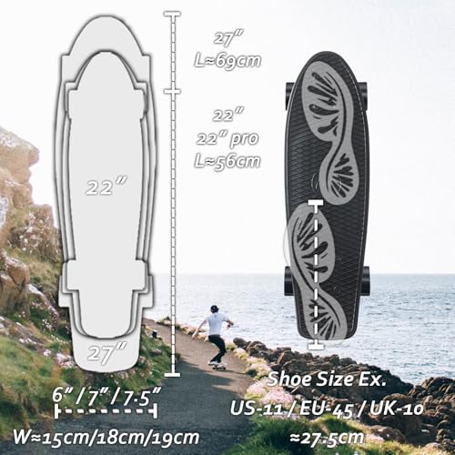 Image of KMX Skateboard 22 and 27 Inch, Classic Mini Cruiser Skateboard for Boys, Girls, Kids, Students, Adults, Teens, Mini Cruiser Board for Beginners and Advanced