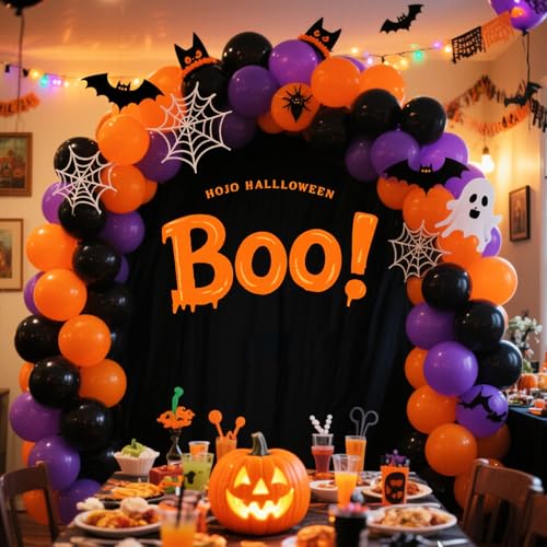 RUBFAC Black Balloons for Balloon Arch 129pcs Different Sizes Pack of 18 12 10 5 Inch Garland Kit, Latex Halloween Balloons for Party Decorations Birthday Wedding Decor - Image 6